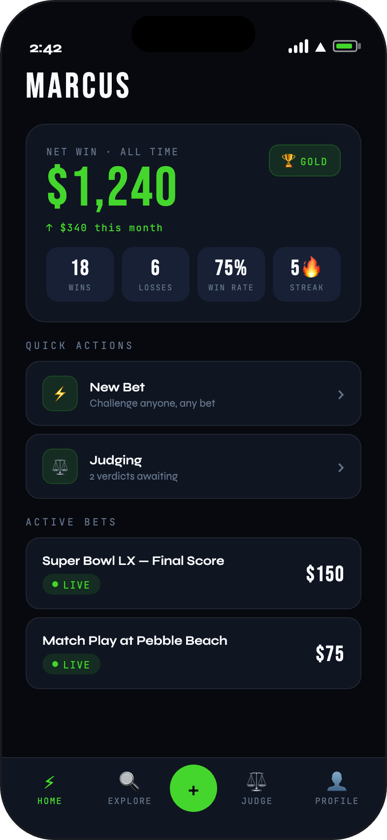 FinalCall Home screen